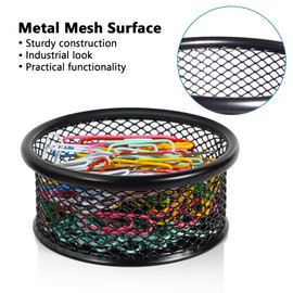 Paper Clip Holder for Desk, Paper Clip Holders, Mesh Paperclip Holders Metal Paper Clip Dispenser Organizer for Desk Binder Clip Holder Container for Home Office Classroom School, Black 4 Pack