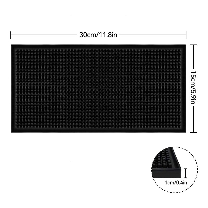 Proxima Direct Bar Mat, 12" x 6" PVC Black Drink