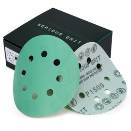 Serious Grit Sanding Discs 5 Inch 8 Hole 1500 Grit - Heavy-Duty Hook & Loop Wet Dry Film Sandpaper Discs - Ultra Fine Sand Paper for Random Orbital Sanders - Wood, Automotive, Epoxy, etc - 50 Pack Box