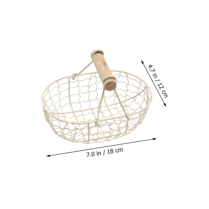 Ciieeo 1Pc Retro Beige Iron Storage Basket Decorative Household Fruit