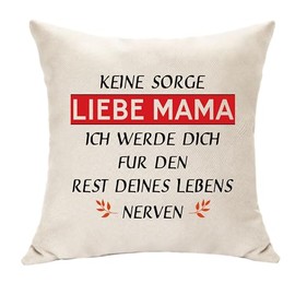 Hasodeo Mother Mum Gifts from Daughter Son Funny Cushion Cover Decoration No Worry Love Mum I Will Be You For The Rest of Your Life Nerves Idea Birthday (Love Mama)