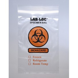 6 X 9 2 Mil 3-Wall Biohazard Specimen Transport Bags (100 Bags) - Elkay Plastics LAB20609