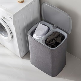 Scoacha 90L Large Grey Laundry Basket with Lid – Collapsible Laundry Hamper with Handles & Waterproof Liner | Durable, Space-Saving Clothes Organizer for Bedroom, Bathroom & Laundry Room.