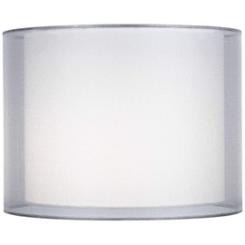 Silver and White Double Sheer Medium Drum Lamp Shade 12" Top x 12" Bottom x 9" High (Spider) Replacement with Harp and Finial - Springcrest