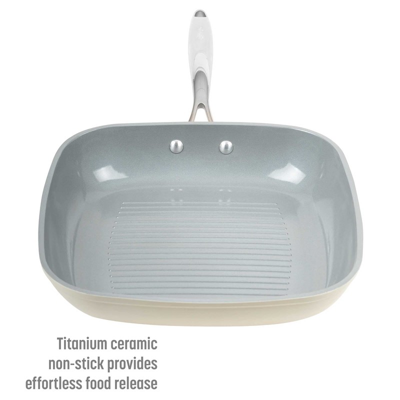 Goodful Ceramic Nonstick 11 Inch Grill Pan, Dishwasher Safe Pots