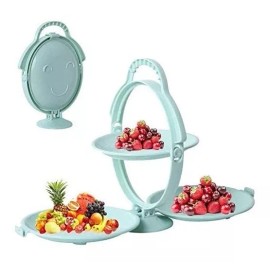 CL Plegable Plato De Fruta O Bocadillos De Doble Capa Creativo