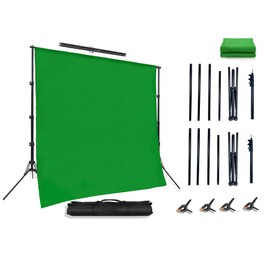 10x6.5ft Adjustable Photo Backdrops Stand Kit Portable Portrait & Studio Green Screen Stand Support with 4 Clamps,1x Green Backdrop Carrying Bag Disassembly Photography Accessories Banner Stand