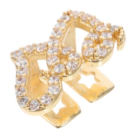 PACKOVE Double Heart Copper Rhinestone Teeth Grill for Men and Women Hip Hop Style Jewelry Accessory Comfortable for Parties and Everyday Wear