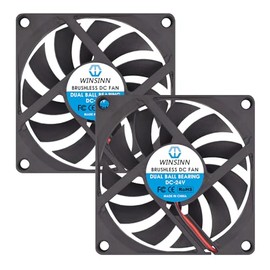 WINSINN DC 80mm Fan 24V 8010 Double Ball Bearing Brushless Cooling 80x10mm 2 Pin (Pack of 2)