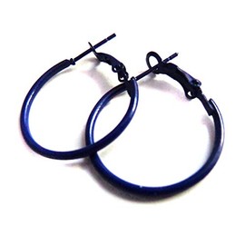 Color Hoop Earrings Simple Thin Hoop Earrings 2.25 Inch Navy Blue Hoop Earrings