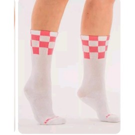 Foray Golf Checkered Ladies Tube Socks Wht/Pink