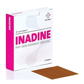 Inadine 9.5cm x 9.5cm x5 Non Adherent Wound Dressings, POV-Iodine, Antimicrobial