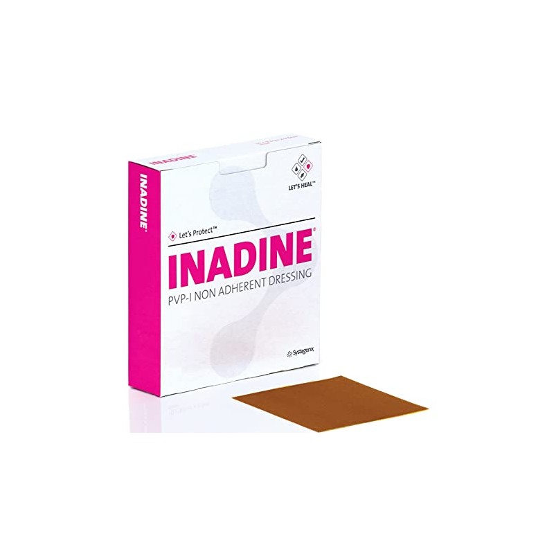 Inadine 9.5cm x 9.5cm x5 Non Adherent Wound Dressings, POV-Iodine,