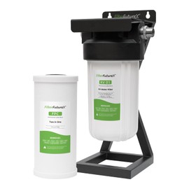 RV Water Filter System with Stand 10”x 4.5” with Stainless Steels Threads Composite Filter NSF-Certified,Ideal for RVs, Campers, Travel Trailers and Boats (White-RV Single Stage)