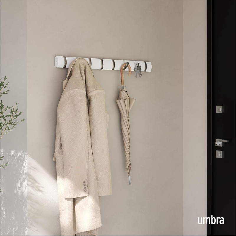 umbra 318858-660 Flip 8 Hook, 8 ganchos, Blanco