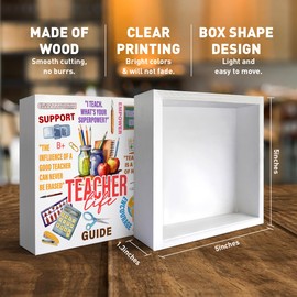 Teacher Appreciation Gifts for Women Men, Thank You Gifts for Teacher Christmas Birthday Teacher's Day Retirement Gift Graduation Gifts for Teacher, Teacher Life, Wooden Box Sign Desk Decor