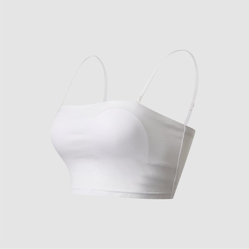 JAJU Women's Cotton Modal Tube Crop Bra_White
