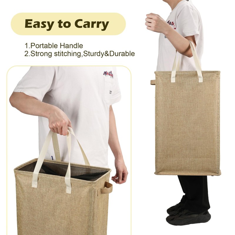 Odonata Slim Laundry Hamper Handles Collapsible Laundry Basket Thin Dirty