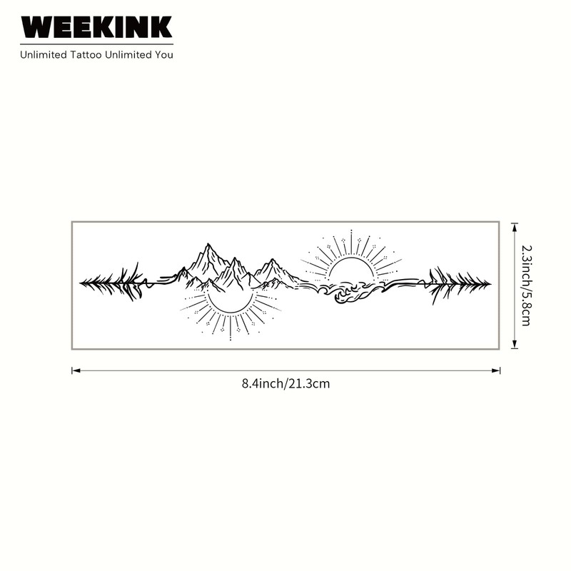 WEEKINK Mountain and Forest Fine Line Temporary Tattoo for Men