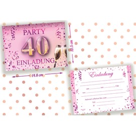 Edition Colibri Birthday Invitation Cards, Pack of 10, A6 Size, Card Set, Invitation for Writing on, Party (Pink, 40)