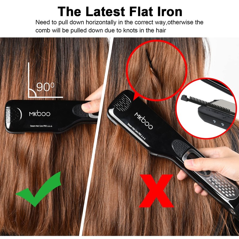 MKBOO Hair Straightener with Steam, Salon Professional Nano Titanium Ceramic