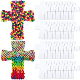 Windkream 48 Pcs Cross Crafts for Kids 6 x 7 Inch DIY Religious Cross Sticky Boards Make Your Own Cross Sunday School Crafts for Kids Christian Gift School Church Classroom Activities Decoration