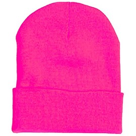 Cap911 Unisex Plain 12 inch long Beanie - Many Colors (One Size, Neon Pink)