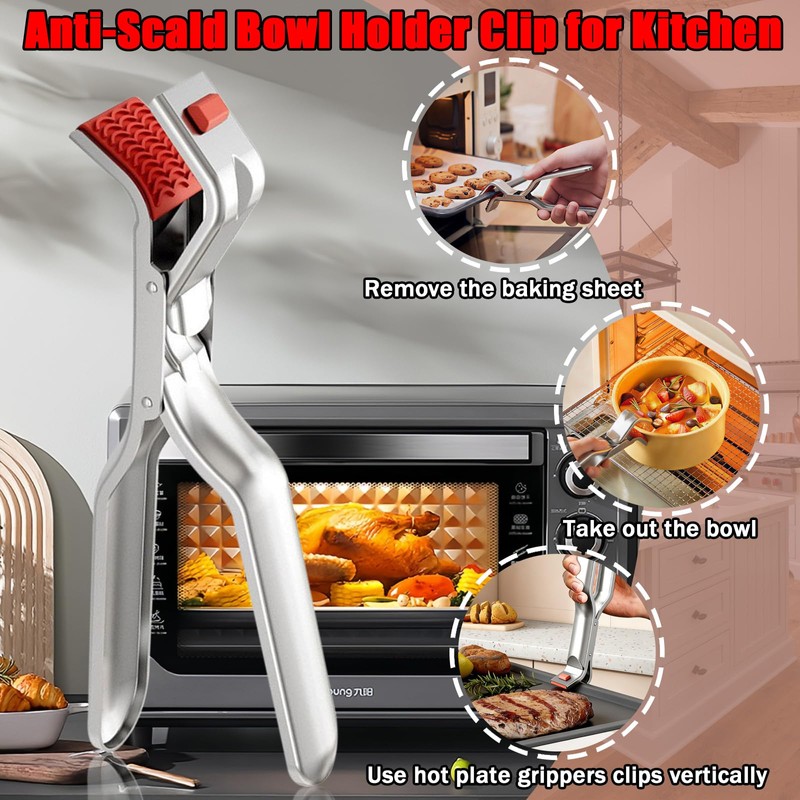 1Pcs Stainless Steel Hot Plate Gripper, Heat Insulation Holder Clip