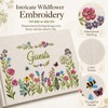 Embroidered Linen Wedding Guest Book, 160 Pages, Rustic Floral