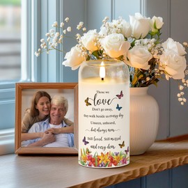 HN HAIINAA Flameless Memorial Candle, Glass Real Wax LED Light with Timer Sympathy Candle Gift for Loss of Loved One Memorial Gifts for Loss of Mother Father Remembrance Gifts (3" x 6")
