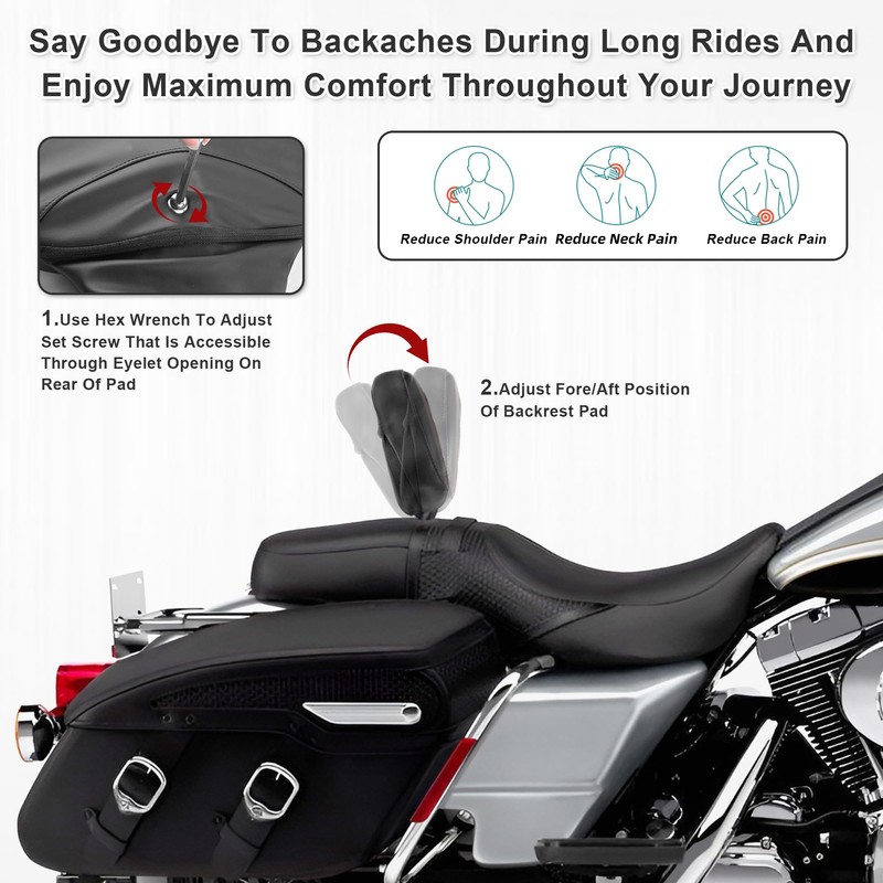 Motorcycle Quick Release Plug-in Driver Backrest Fit For Harley Touring