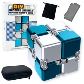 MARUHADO Infinity Cube Fidget Toy Fidget Cube Fidget Play Adult Infinity Cube edc Toy ADHD Blue & Silver