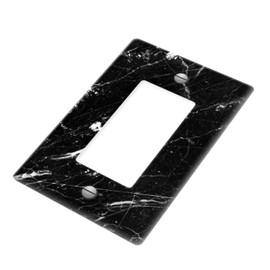 1 Gang Rocker Wallplates，Black And White Marble Texture Decor Bamboo Switch Plate Covers Outlet Wall Plate Decorative for Bedroom Kitchen Home.