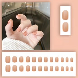 [ALLEVG] Nail Tips, 24 Pieces, Nail Tips, Short Orange, Autumn, Spring, Summer, Popular, Japanese Style, Cute, Simple, Stylish, Coming of Age Ceremonies, School Entrance Ceremonies, Graduation