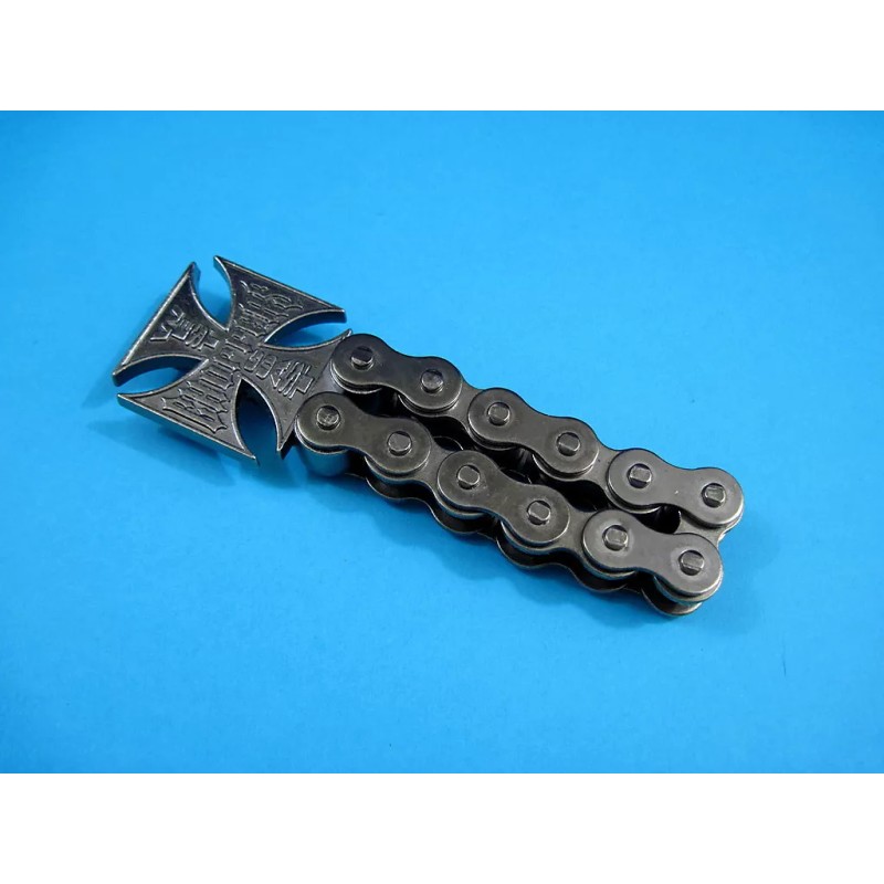 WEST COAST CHOPPERS Iron Cross Logo Motorcycle Chain Beer Bottle