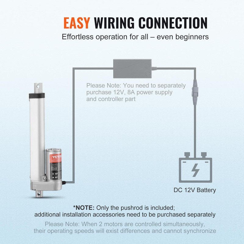 VEVOR 12V Linear Actuator - 6 Inch Stroke, High Load