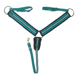 Majestic Ally 3" Wide Nylon Neoprene Padded Reflective Breast Collar Horse (Black-Turquoise, Full)