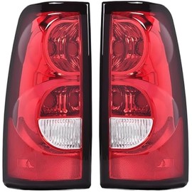 PIT66 Tail Lights Compatible With 2003 2004 2005 2006 Chevy Silverado Rear Tail Light Assembly Pickup Driver And Passenger Side Red Clear Lens GM2800174, GM2801174