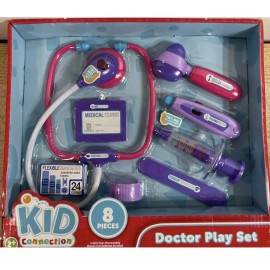 Kid Connection Doctor Play Set New 8 Realistic Pieces Roll Play Purple/Pink Set
