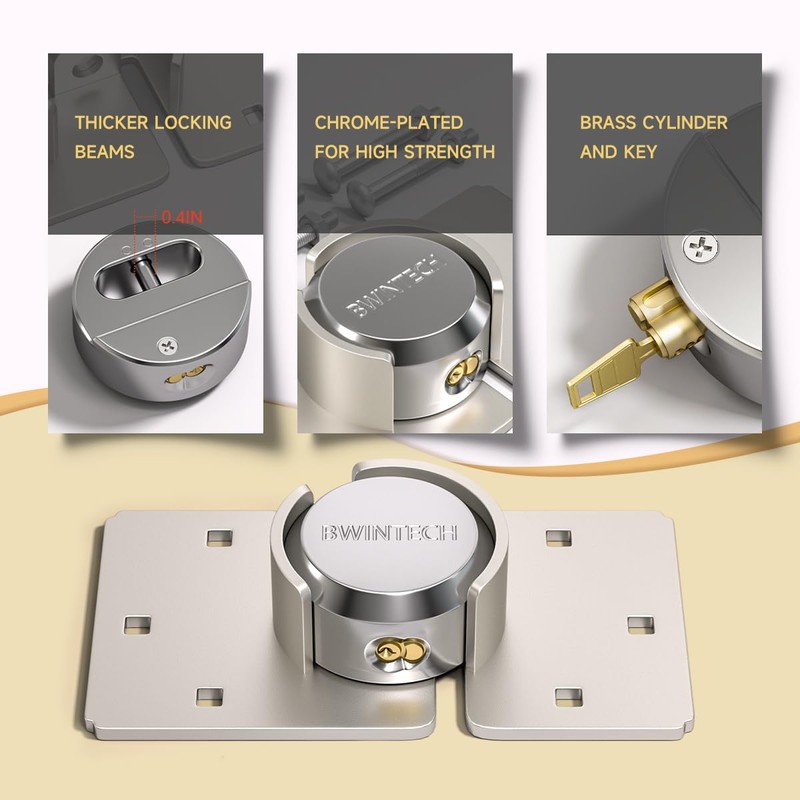 Bwintech 1 Set Hidden Shackle Padlock with Cover, Solid Steel