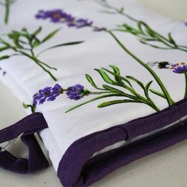 Samuel Lamont, Lavare (Lavender), British Oven Mitt (Gauntlet), Heavy Duty, Insulated, Cotton, Imported