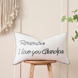 Sanmetex Gandpa Gifts - Grandpa Gifts for Fathers Day, Grandpa Birthday Gifts with Quote Remember I Love You Grandpa Lumbar Pillow Cover 12 X 20 Inches for Bed, Bedroom.
