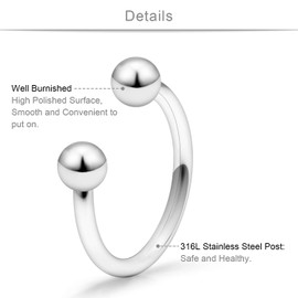 SCERRING 18PCS 16G Stainless Steel Nose Horseshoe Hoop Rings Eyebrow Lip Ear Tragus Septum Piercing Hanger Retainer 8mm 10mm 12mm Silver