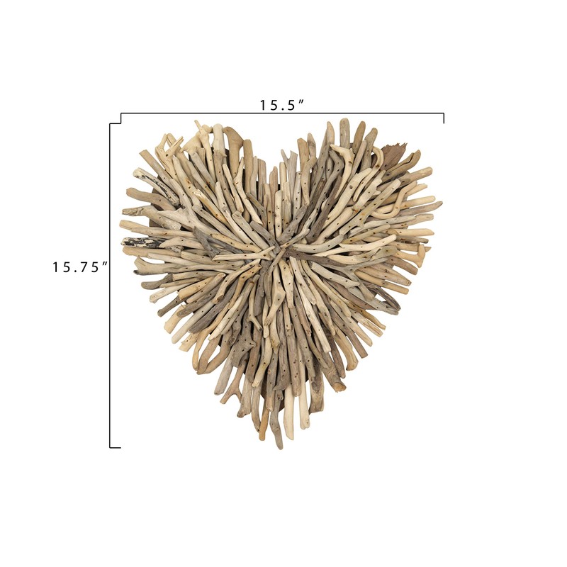 Creative Co-Op Driftwood Heart Shaped Wall Décor