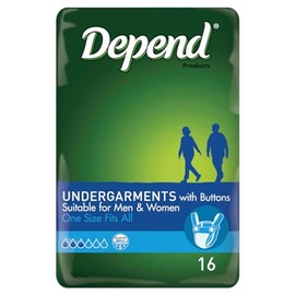Depend Undergarments With Buttons Suitable for Men & Women x 16