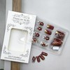 24Pcs Red Flower Press on Nails Medium Square Fake Nails