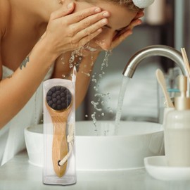 Dry Brush for Face | Face Cleaning Brush - Natural Bristle Wood Handle Massage Scrubber Exfoliator Tool for Nose, Jaw, Neck, Cheeks, Men, Women