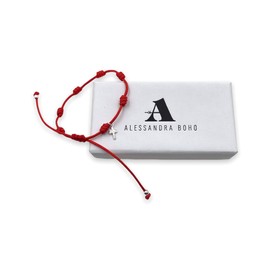 A ALESSANDRA BOHO Red 7 Knots Bracelet with Mini Caravaca Cross for Good Luck and Against Evil Eye, Nylon