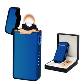 BABOBIU Rechargeable Electric Lighter,Windproof USB Arc Lighter with Safe Design,Vintage Style High-Power Encendedor for Candles,BBQs,and More,Durable & Portable Electric Lighters Rechargeable (Blue)