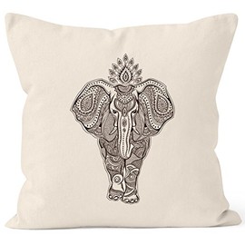 Cushion cover Zentangle Elephant Mandala Boho Bohemian Ethnic Pillow Case Decorative Cushion 40 x 40 cm Cotton Autiga
